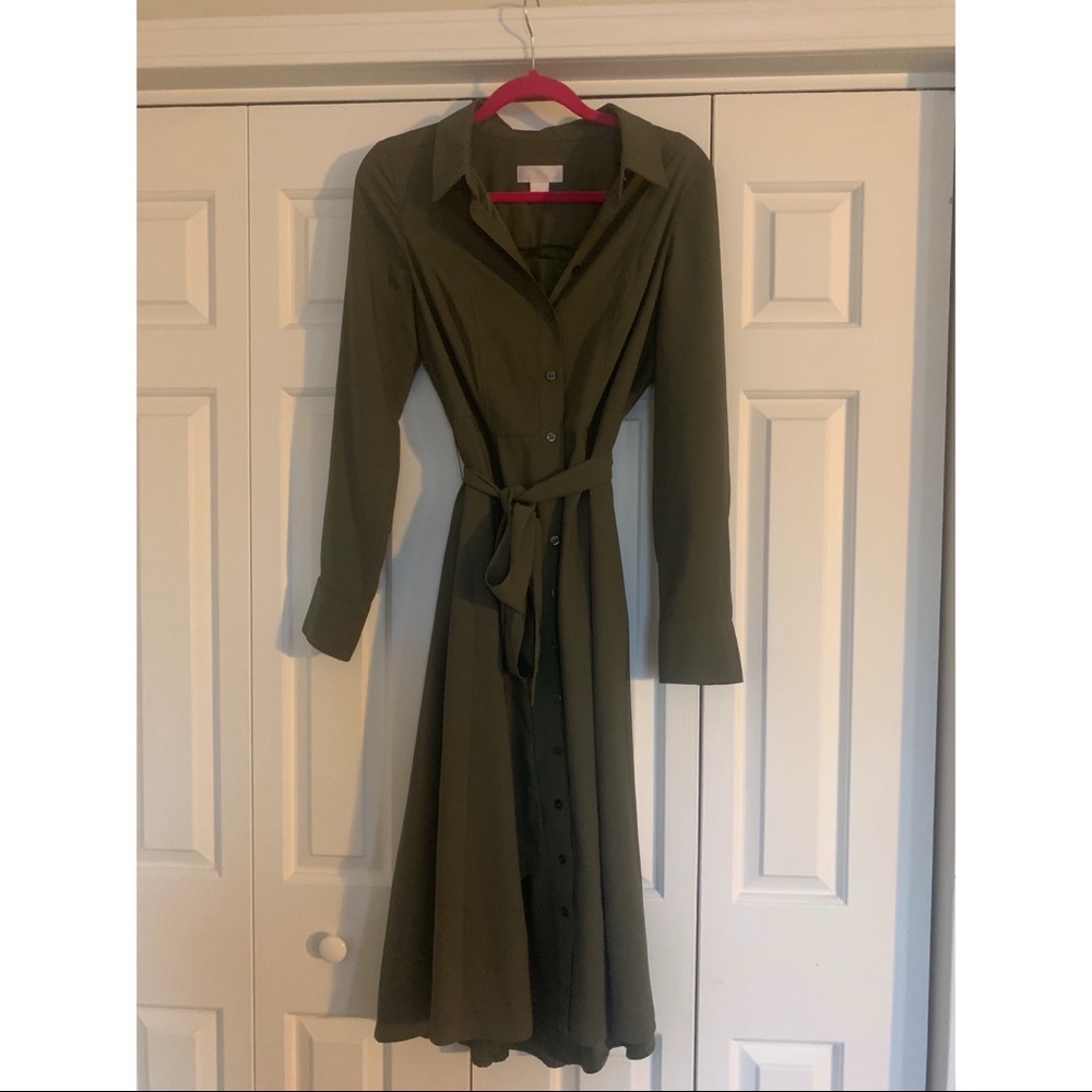 Olive Green Long Sleeve Dress